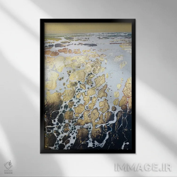 تابلو انتزاعی طلای انگلیسی XIV اثر مایکل سول - نمای قابدار مشکی