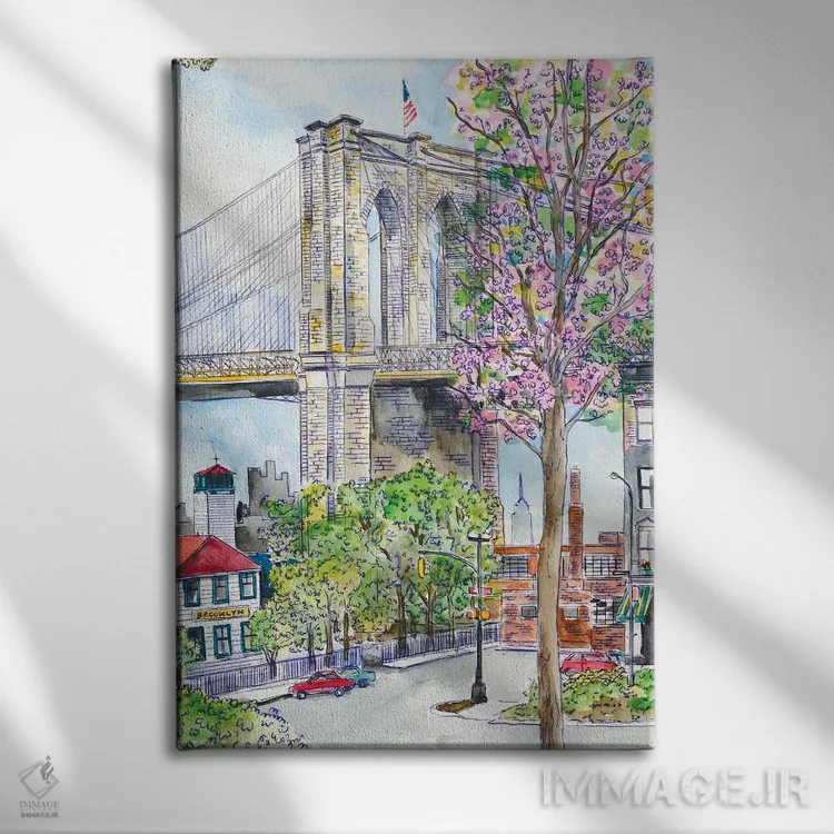 تابلو دکوراتیو بهار پل بروکلین اثر مایکل استورینگس - نمای روبهرو روی دیوار