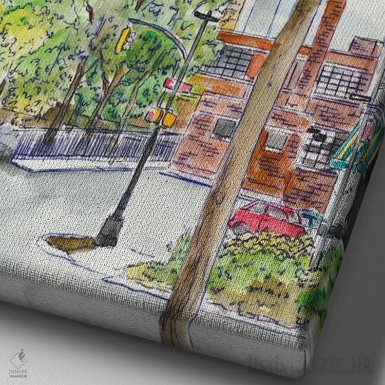 تابلو دکوراتیو بهار پل بروکلین اثر مایکل استورینگس - نمای نزدیک بافت بوم