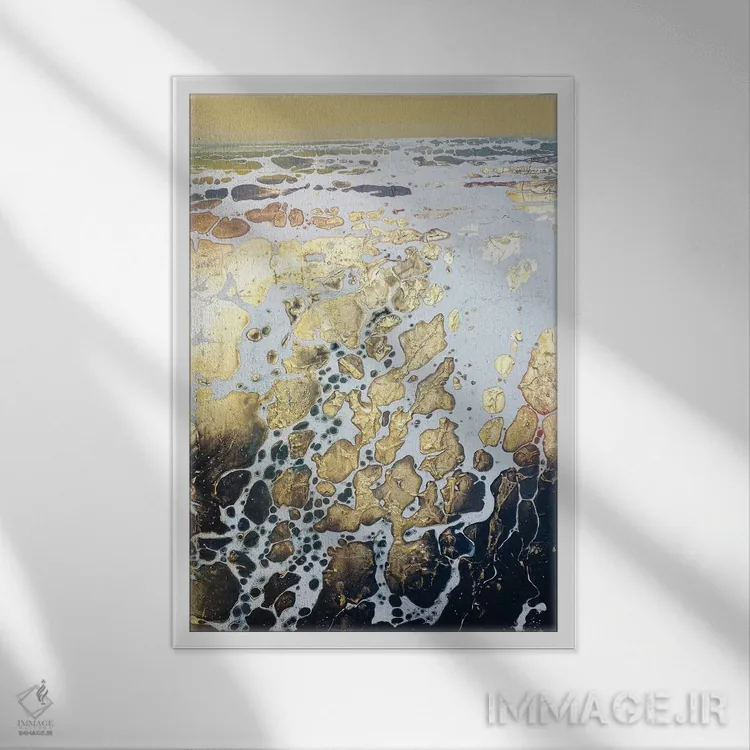 تابلو انتزاعی طلای انگلیسی XIV اثر مایکل سول - نمای قابدار سفید