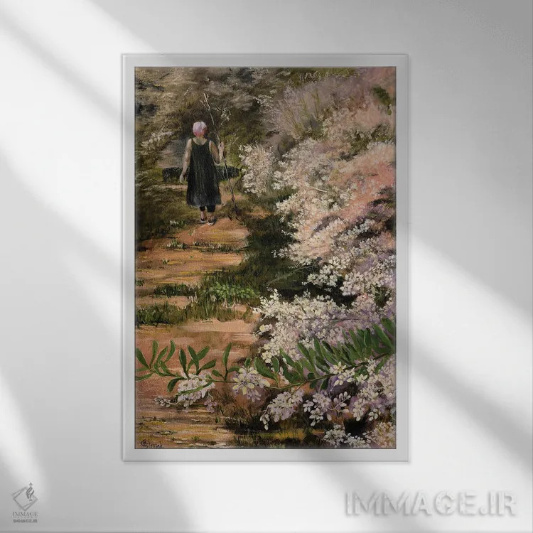 تابلو دکوراتیو پیاده روی در بوته زار اثر مارینا استریاکووا - نمای قابدار سفید