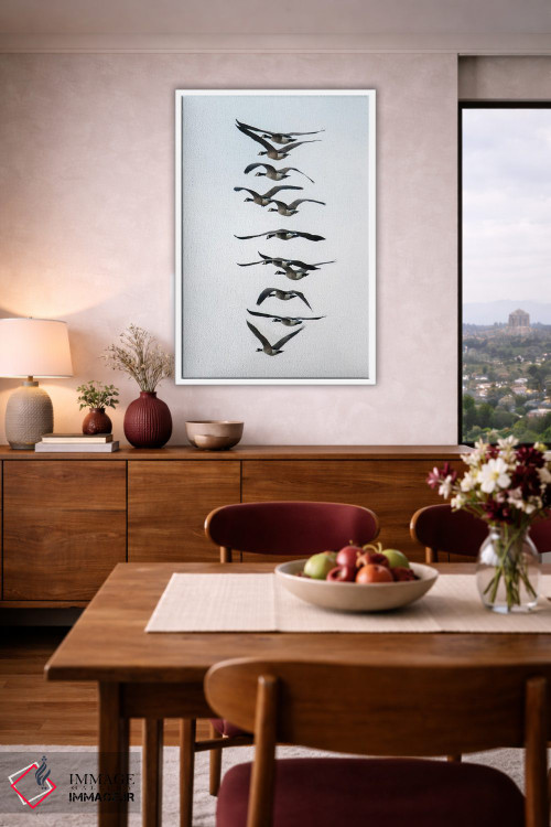 تابلو دکوراتیو پرواز غازها به صورت دسته جمعی اثر مایکل شوفلر - D3W