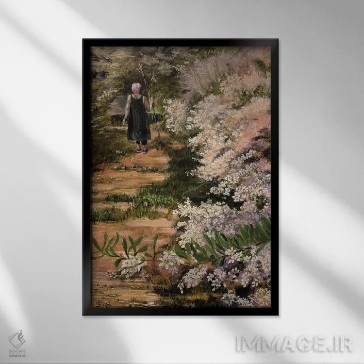 تابلو دکوراتیو پیاده روی در بوته زار اثر مارینا استریاکووا - نمای قابدار مشکی