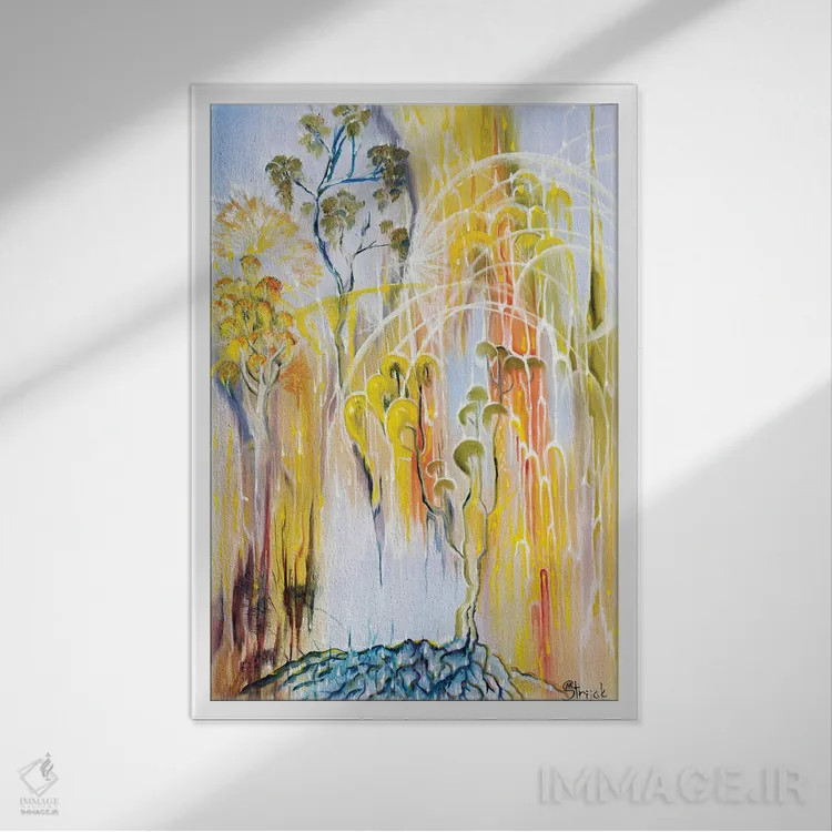 تابلو انتزاعی کرم های شب تاب اثر مارینا استریاکووا - نمای قابدار سفید