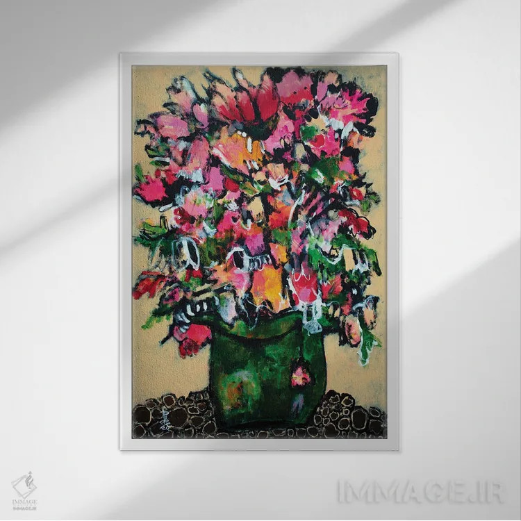 تابلو انتزاعی واقع گرا اثر میساکو چیدا - نمای قابدار سفید