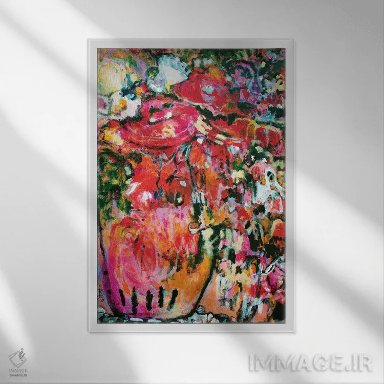 تابلو انتزاعی شور زندگی اثر میساکو چیدا - نمای قابدار سفید