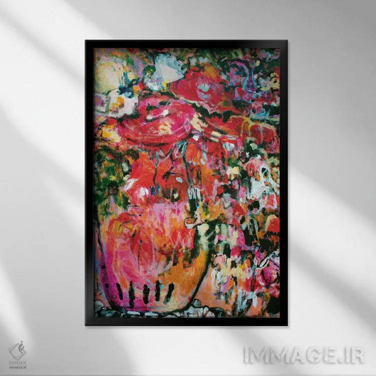 تابلو انتزاعی شور زندگی اثر میساکو چیدا - نمای قابدار مشکی