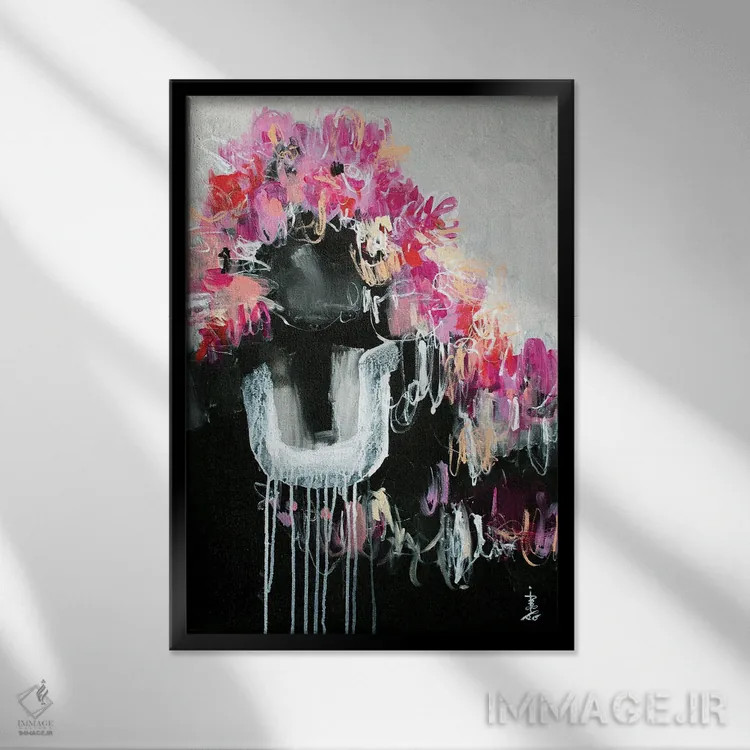 تابلو انتزاعی آرزوهای گل های وحشی ۱ اثر میساکو چیدا - نمای قابدار مشکی