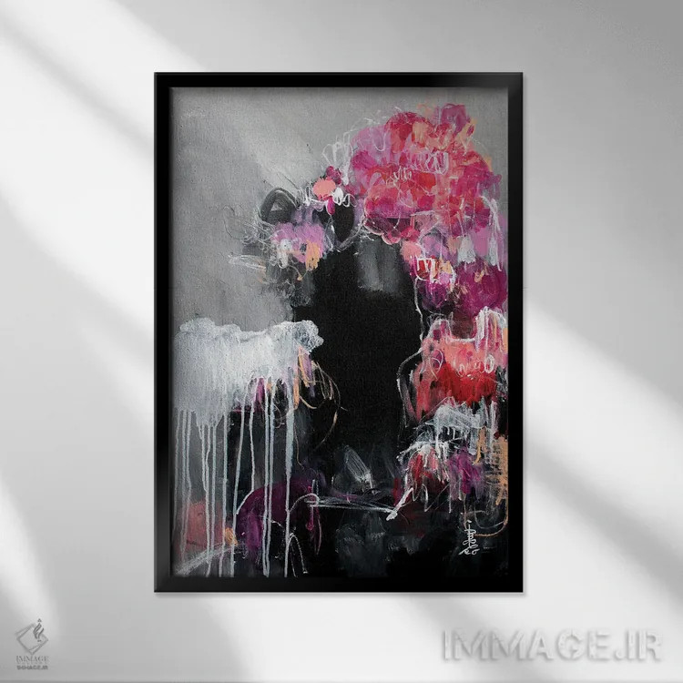 تابلو انتزاعی آرزوهای گل های وحشی ۲ اثر میساکو چیدا - نمای قابدار مشکی
