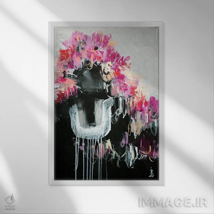 تابلو انتزاعی آرزوهای گل های وحشی ۱ اثر میساکو چیدا - نمای قابدار سفید