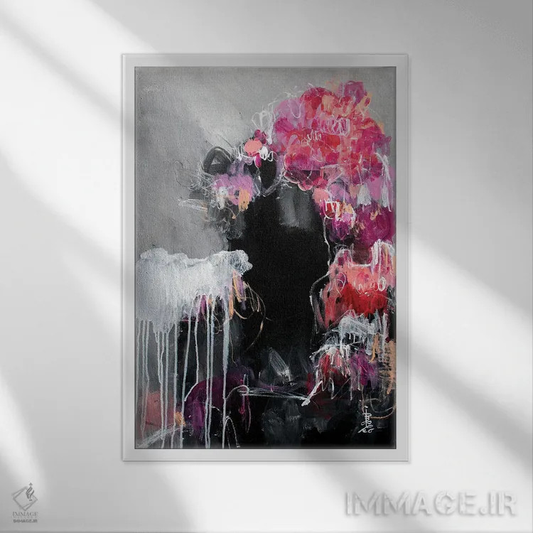 تابلو انتزاعی آرزوهای گل های وحشی ۲ اثر میساکو چیدا - نمای قابدار سفید