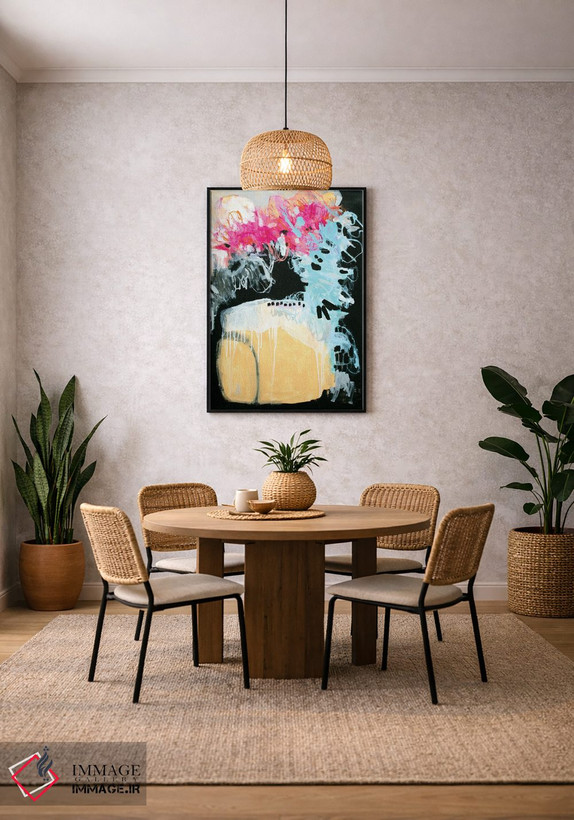 تابلو انتزاعی بونسای صورتی اثر میساکو چیدا - D5B