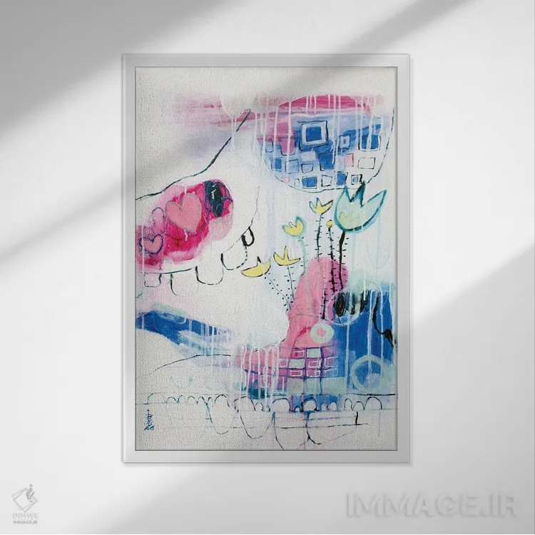 تابلو انتزاعی روز خوش بینانه اثر میساکو چیدا - نمای قابدار سفید