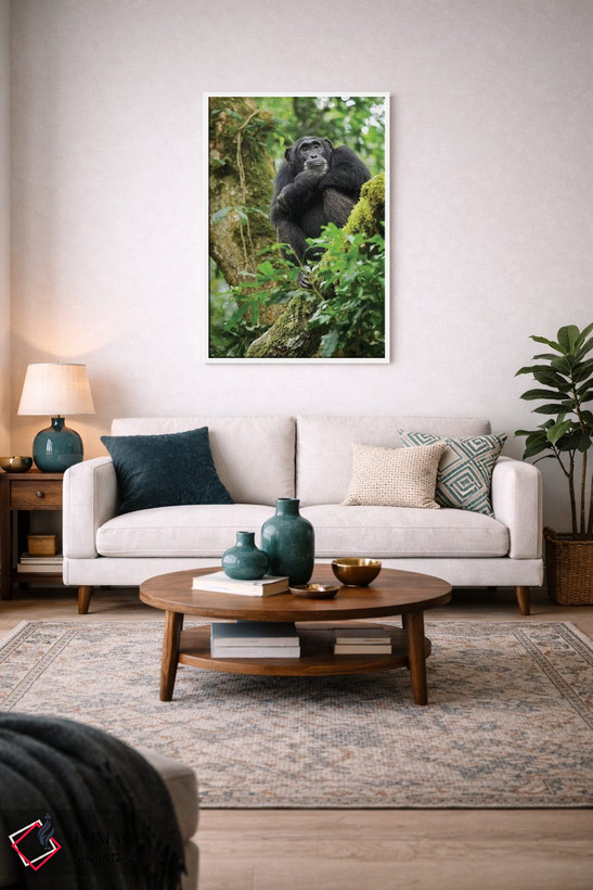 تابلو دکوراتیو Uganda, Kibale National Park. A relaxed female chimpanzee… اثر کریستین موشر - D3W