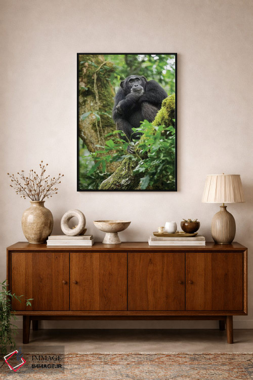 تابلو دکوراتیو Uganda, Kibale National Park. A relaxed female chimpanzee… اثر کریستین موشر - D1B