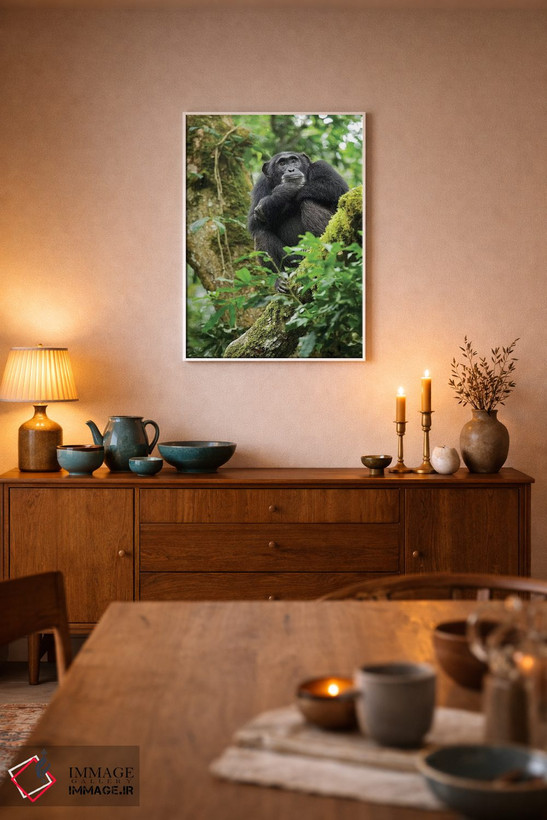 تابلو دکوراتیو Uganda, Kibale National Park. A relaxed female chimpanzee… اثر کریستین موشر - D6W