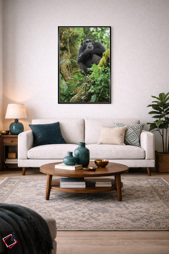 تابلو دکوراتیو Uganda, Kibale National Park. A relaxed female chimpanzee… اثر کریستین موشر - D4B