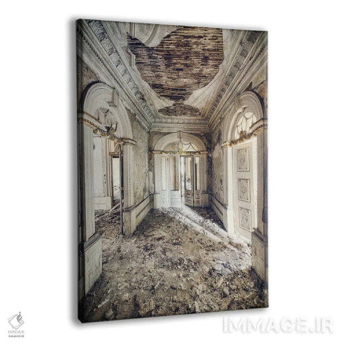 تابلو دکوراتیو راهرو سفید و طلایی اثر مایکل شوآن - نمای پرسپکتیو محصول