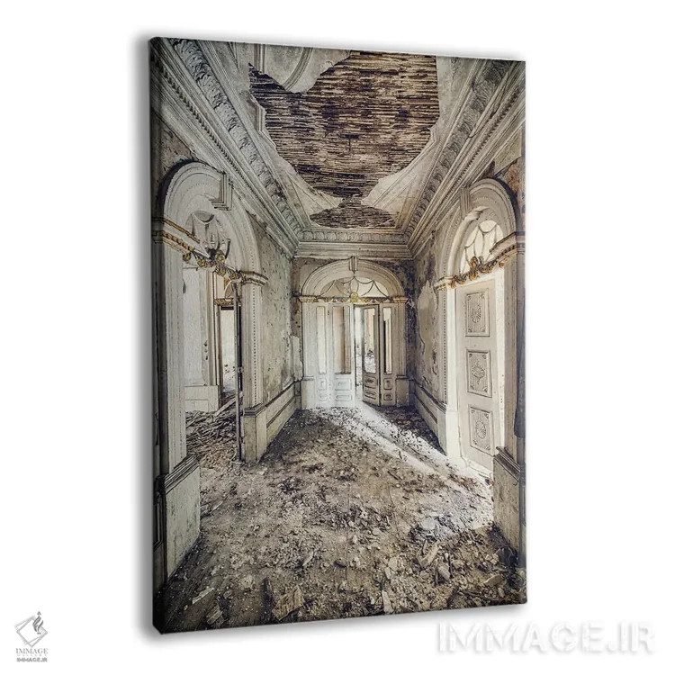 تابلو دکوراتیو راهرو سفید و طلایی اثر مایکل شوآن - نمای پرسپکتیو محصول