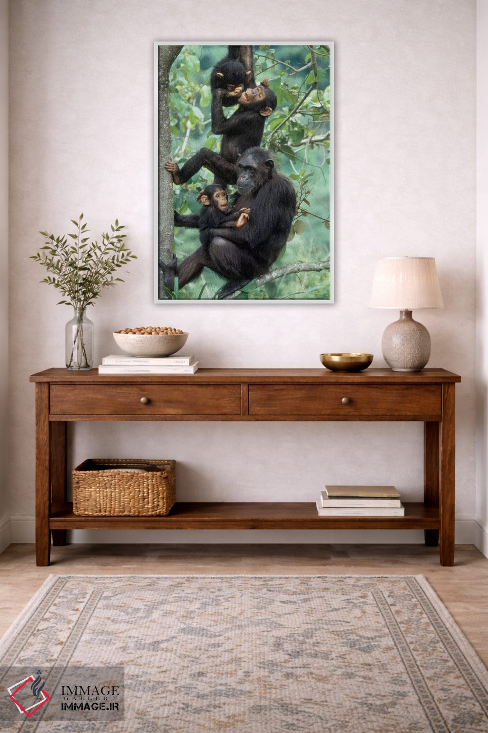 تابلو دکوراتیو Africa, Tanzania, Gombe National Park,شامپانزه های نر جوان… اثر کریستین موشر - D2W