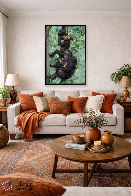 تابلو دکوراتیو Africa, Tanzania, Gombe National Park,شامپانزه های نر جوان… اثر کریستین موشر - D4B