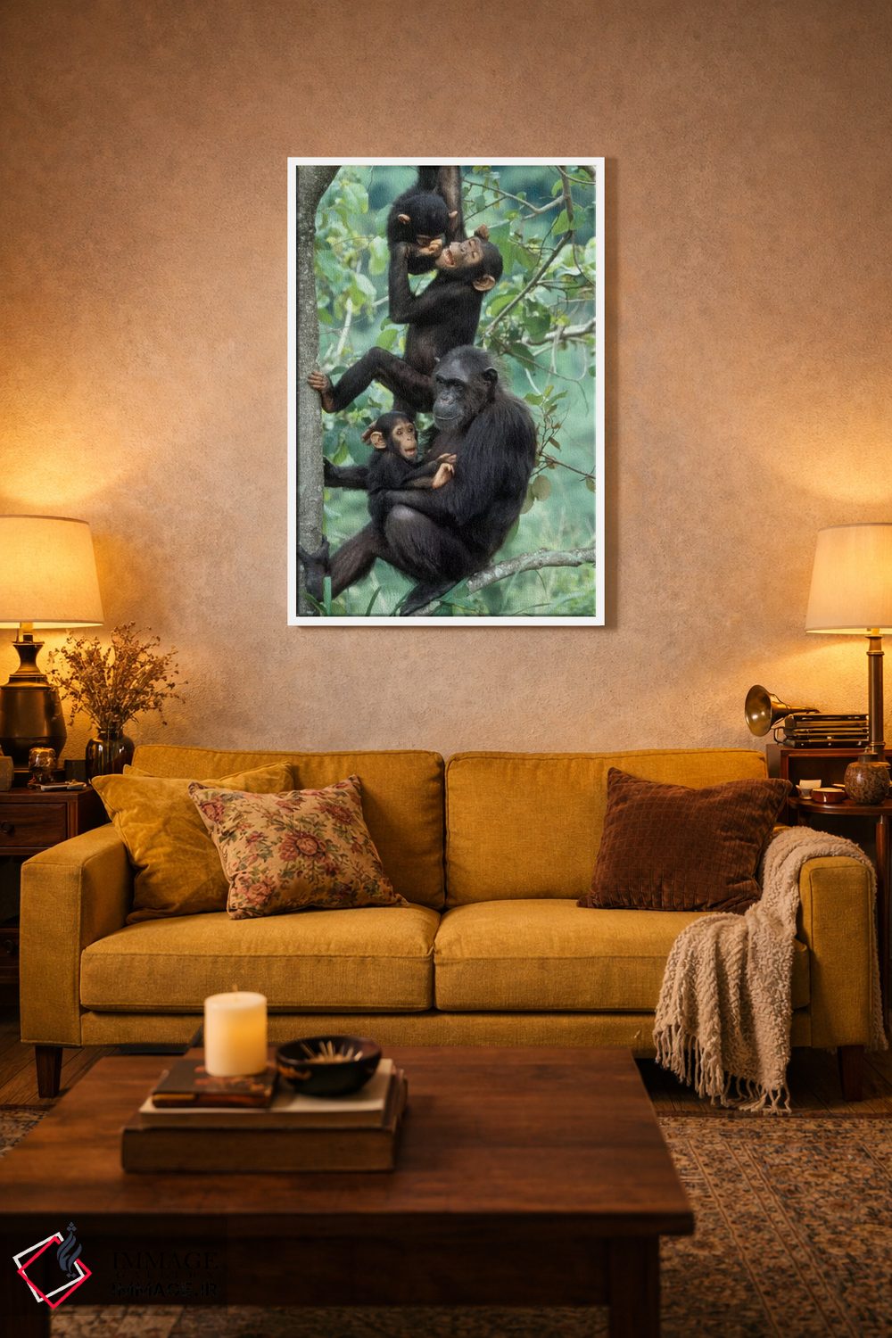 تابلو دکوراتیو Africa, Tanzania, Gombe National Park,شامپانزه های نر جوان… اثر کریستین موشر - D3W