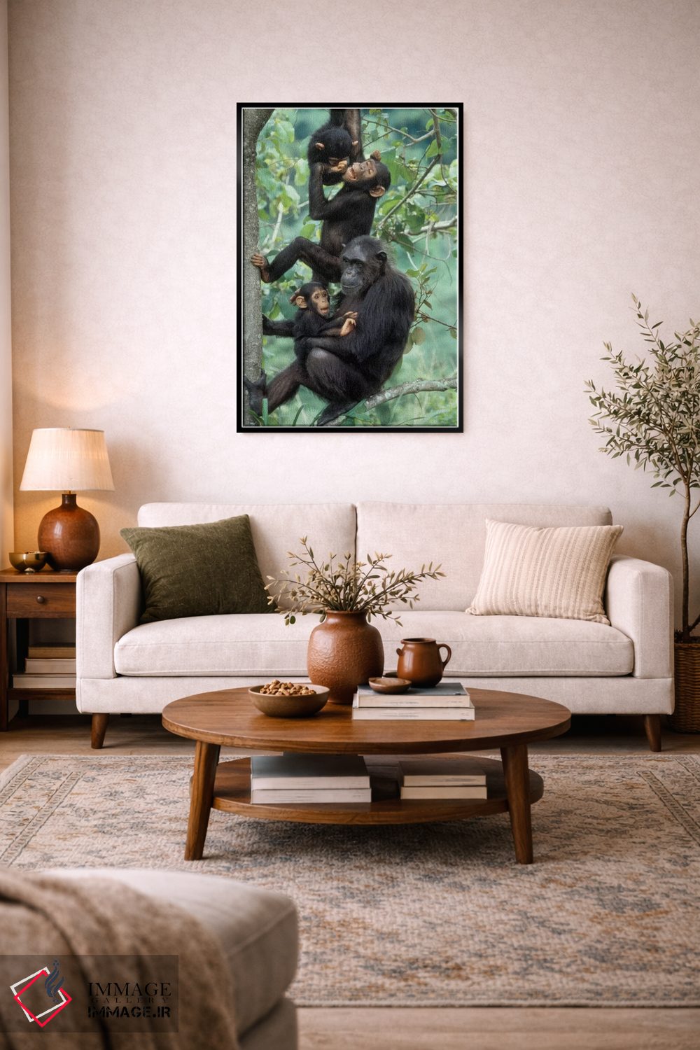 تابلو دکوراتیو Africa, Tanzania, Gombe National Park,شامپانزه های نر جوان… اثر کریستین موشر - D5B