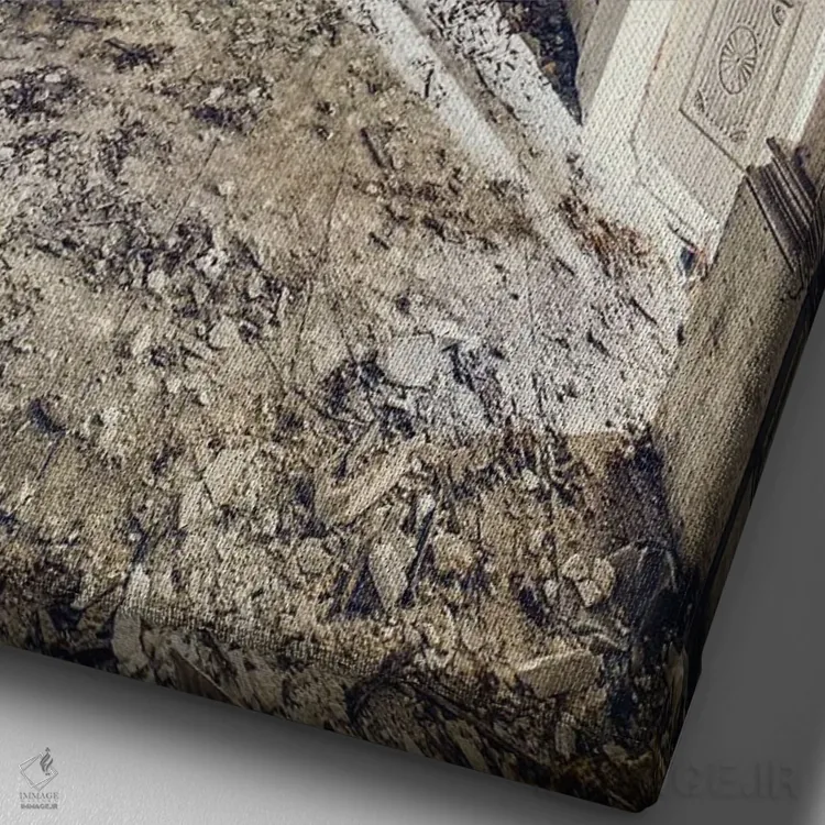 تابلو دکوراتیو راهرو سفید و طلایی اثر مایکل شوآن - نمای نزدیک بافت بوم