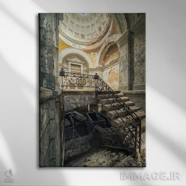 تابلو دکوراتیو پله ها به سوی زیرزمین اثر مایکل شوآن - نمای روبهرو روی دیوار