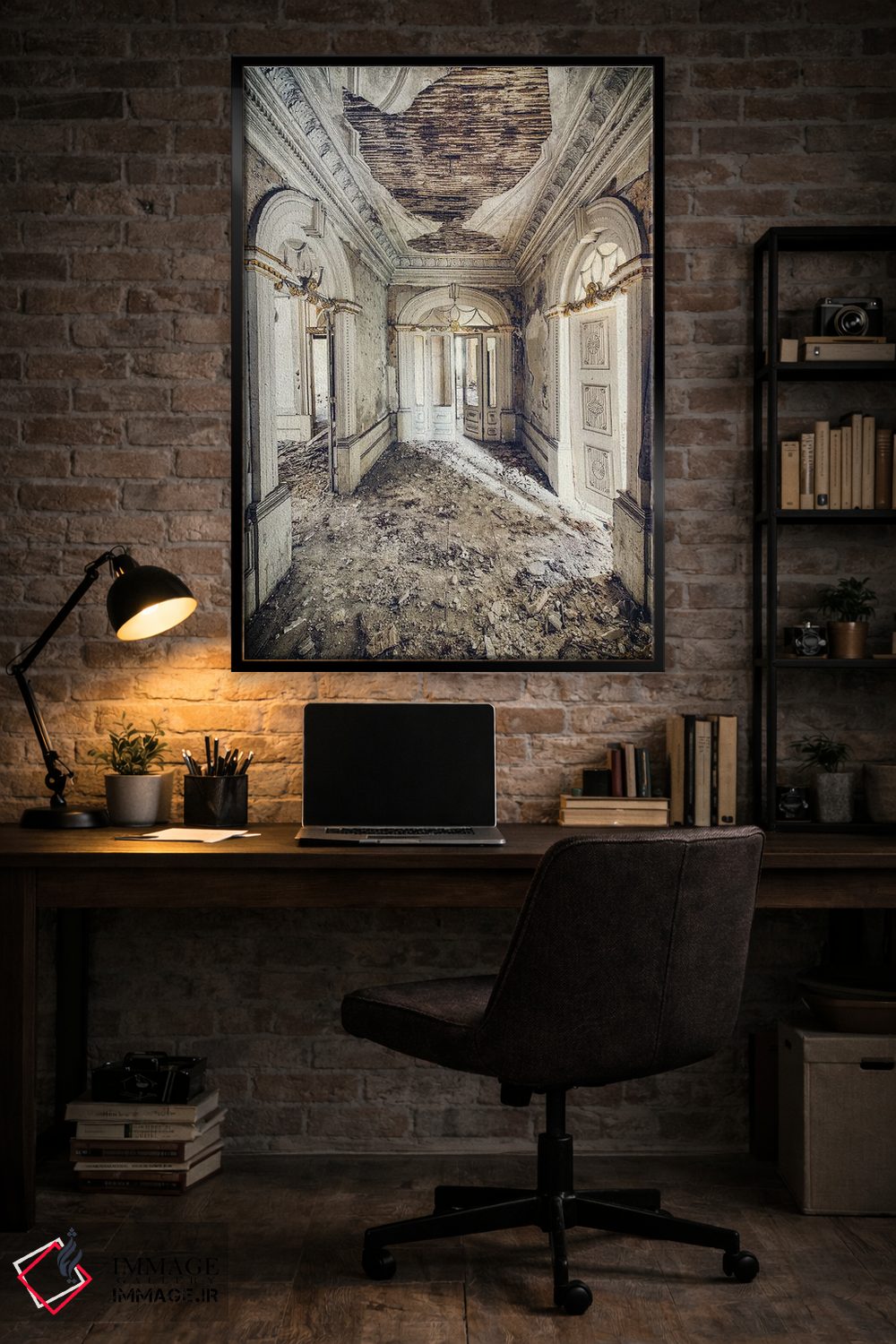 تابلو دکوراتیو راهرو سفید و طلایی اثر مایکل شوآن - D6B