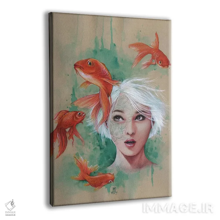 تابلو دکوراتیو دوشیزه با ماهی ها اثر میستگری - نمای پرسپکتیو محصول