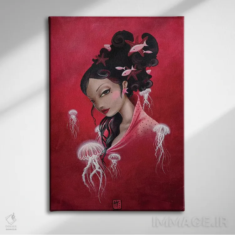 تابلو دکوراتیو عروس دریایی اثر میستگری - نمای روبهرو روی دیوار