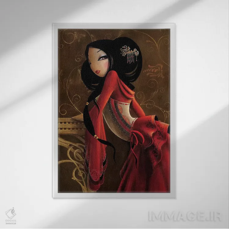 تابلو دکوراتیو بانوی محترم اثر میستگری - نمای قابدار سفید