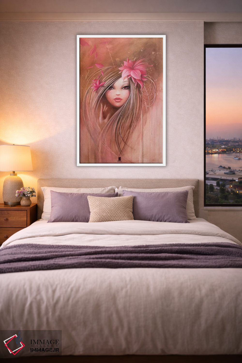 تابلو دکوراتیو دختر صورتی شیرین اثر میستگری - D3W