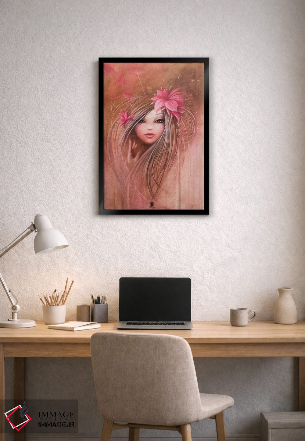 تابلو دکوراتیو دختر صورتی شیرین اثر میستگری - D2B