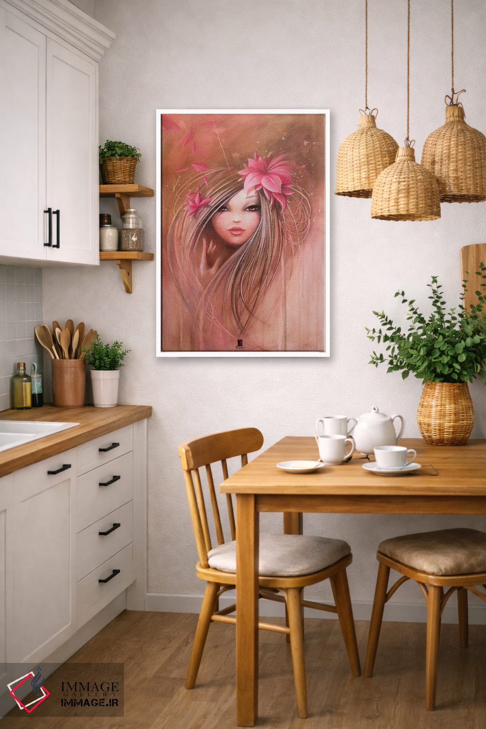 تابلو دکوراتیو دختر صورتی شیرین اثر میستگری - D6W