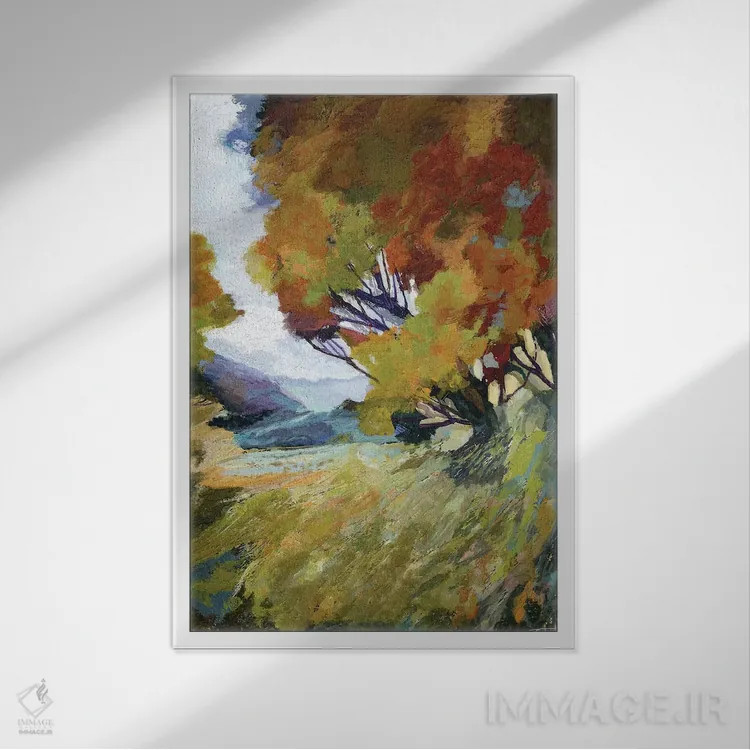 تابلو دکوراتیو شکوفه پاییزی اثر مایکل تین هارا - نمای قابدار سفید