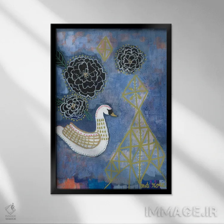تابلو مینیمال قوی ساریا اثر متی رز - نمای قابدار مشکی