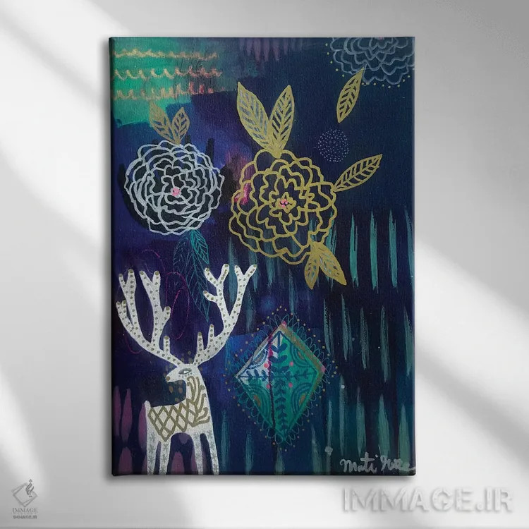 تابلو مینیمال درخشش ستارگان اثر متی رز - نمای روبهرو روی دیوار
