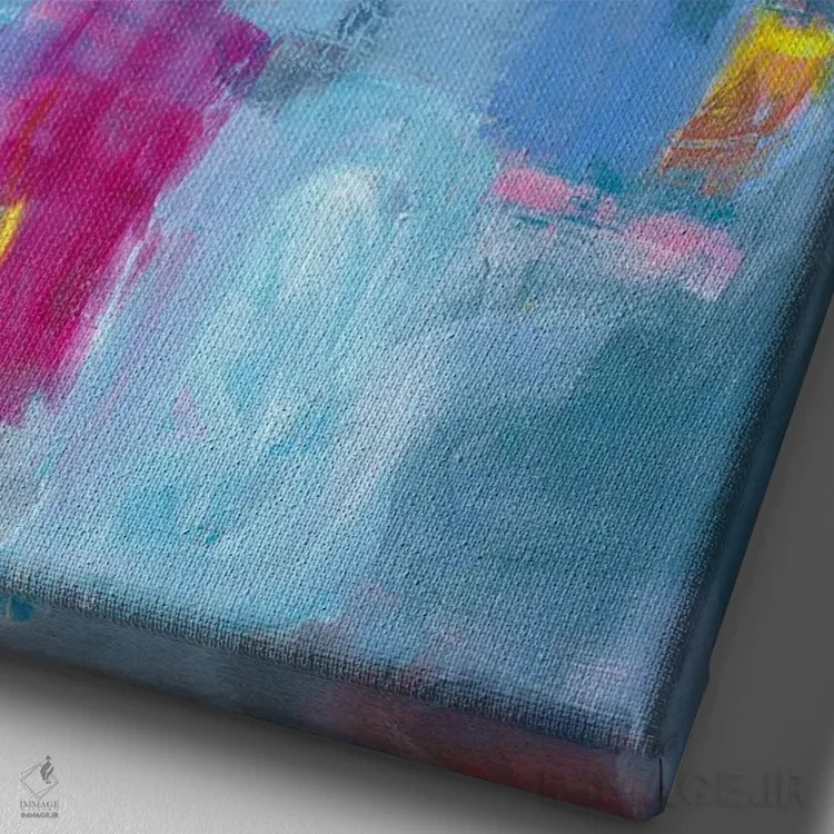 تابلو انتزاعی هورتانسیاهای مین اثر متی رز - نمای نزدیک بافت بوم