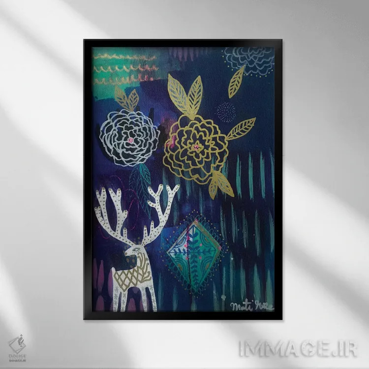 تابلو مینیمال درخشش ستارگان اثر متی رز - نمای قابدار مشکی