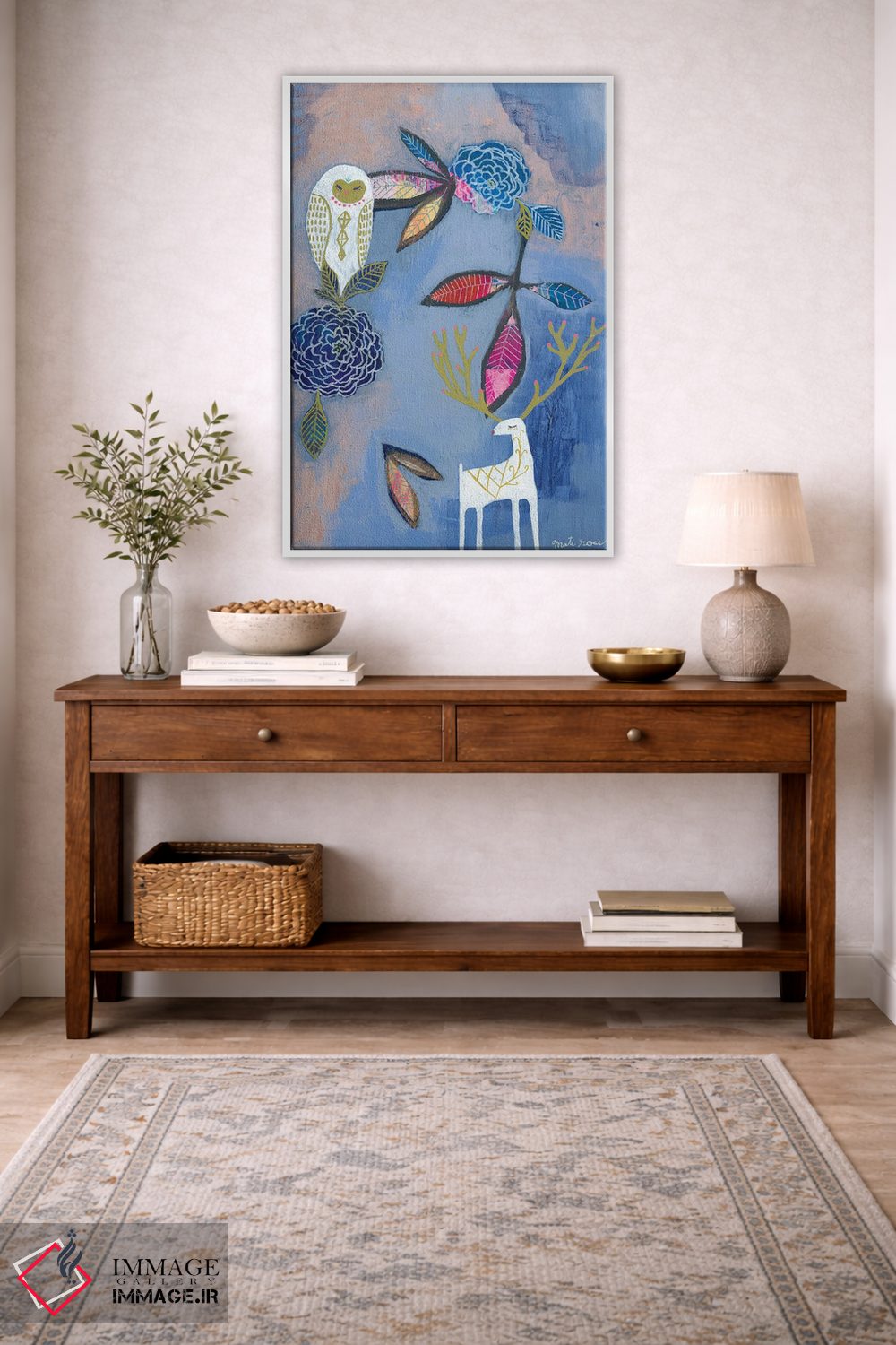 تابلو مینیمال جغد و گوزن اثر متی رز - D2W