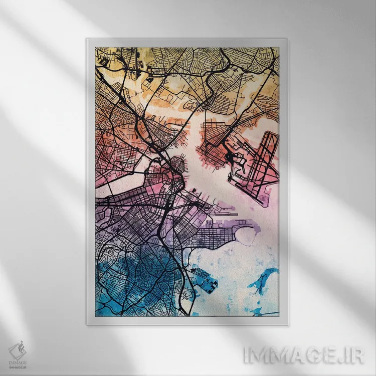 تابلو انتزاعی Massachusetts, USA,بوستون، ماساچوست اثر مایکل تامپست - نمای قابدار سفید