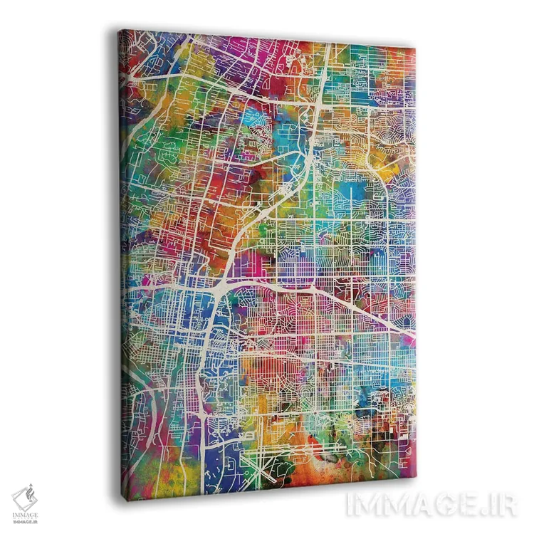 تابلو دکوراتیو نقشه خیابانی آلبوکرکی، نیومکزیکو اثر مایکل تامپست - نمای پرسپکتیو محصول