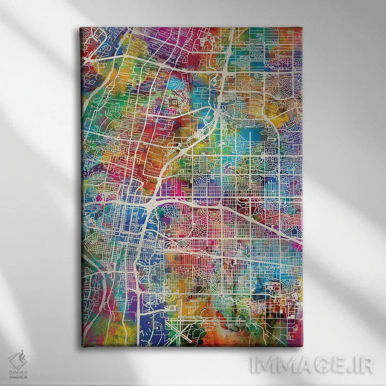 تابلو دکوراتیو نقشه خیابانی آلبوکرکی، نیومکزیکو اثر مایکل تامپست - نمای روبهرو روی دیوار