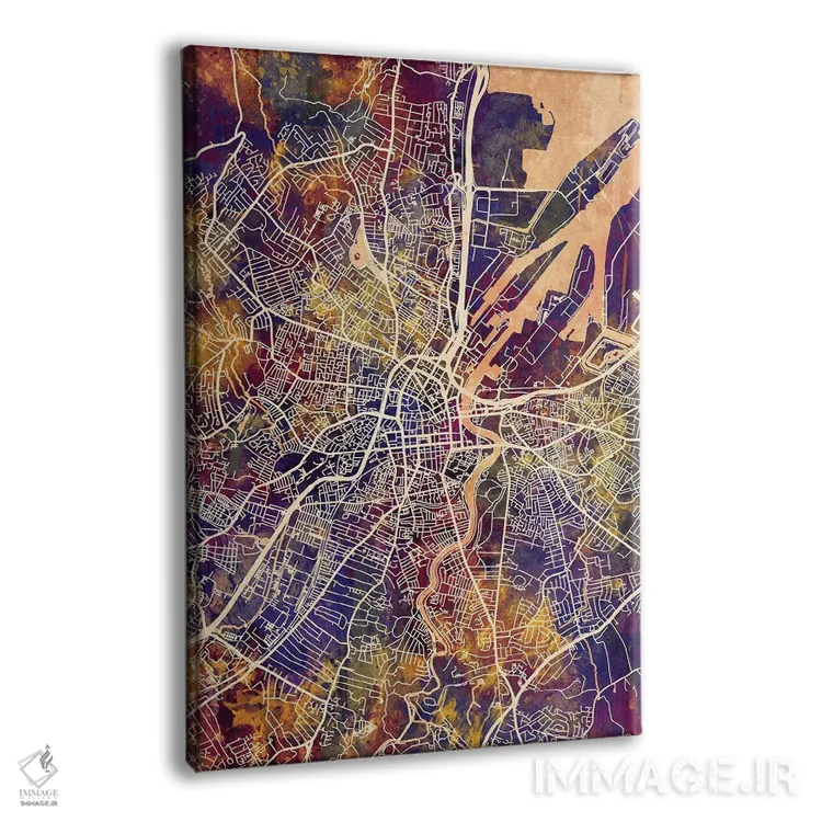 تابلو دکوراتیو نقشه شهری بلفاست، ایرلند شمالی اثر مایکل تامپست - نمای پرسپکتیو محصول