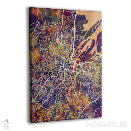 تابلو دکوراتیو نقشه شهری بلفاست، ایرلند شمالی اثر مایکل تامپست - نمای پرسپکتیو محصول