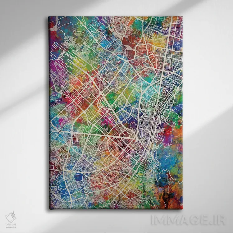 تابلو دکوراتیو نقشه شهری بوگوتا، کلمبیا اثر مایکل تامپست - نمای روبهرو روی دیوار