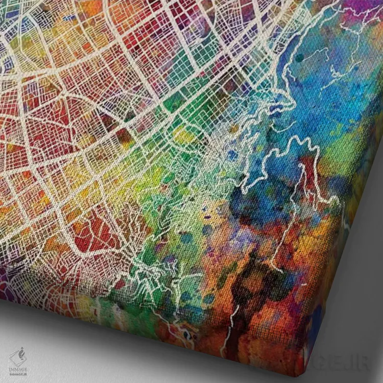 تابلو دکوراتیو نقشه شهری بوگوتا، کلمبیا اثر مایکل تامپست - نمای نزدیک بافت بوم