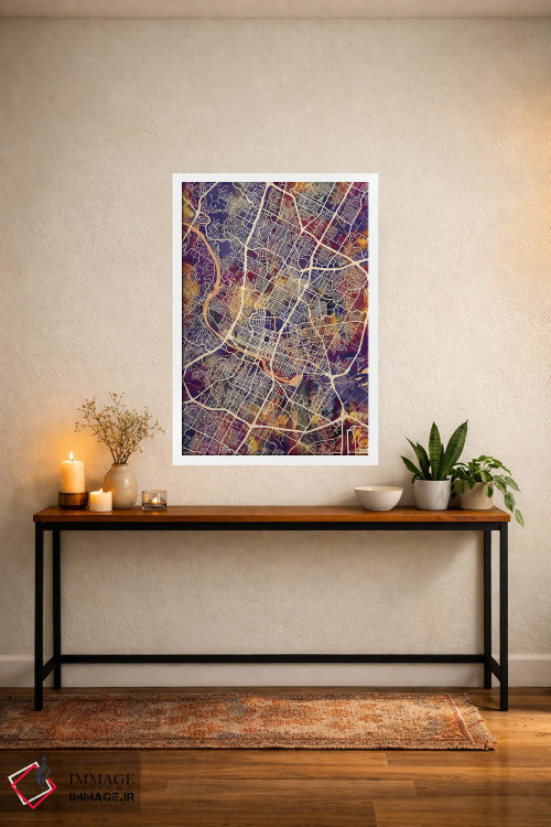 تابلو دکوراتیو نقشه شهری آستین، تگزاس اثر مایکل تامپست - D2W